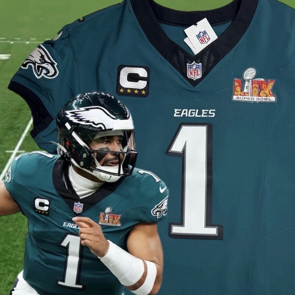 XL 48 Jalen Hurts #1 Vapor FUSE Elite Super Bowl LIX 59  Jersey Eagles Authentic